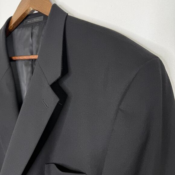 Ralph Lauren Blazer Mens 52L Black Wool Two Button Notch Lapel Jacket Coat - Picture 2 of 7